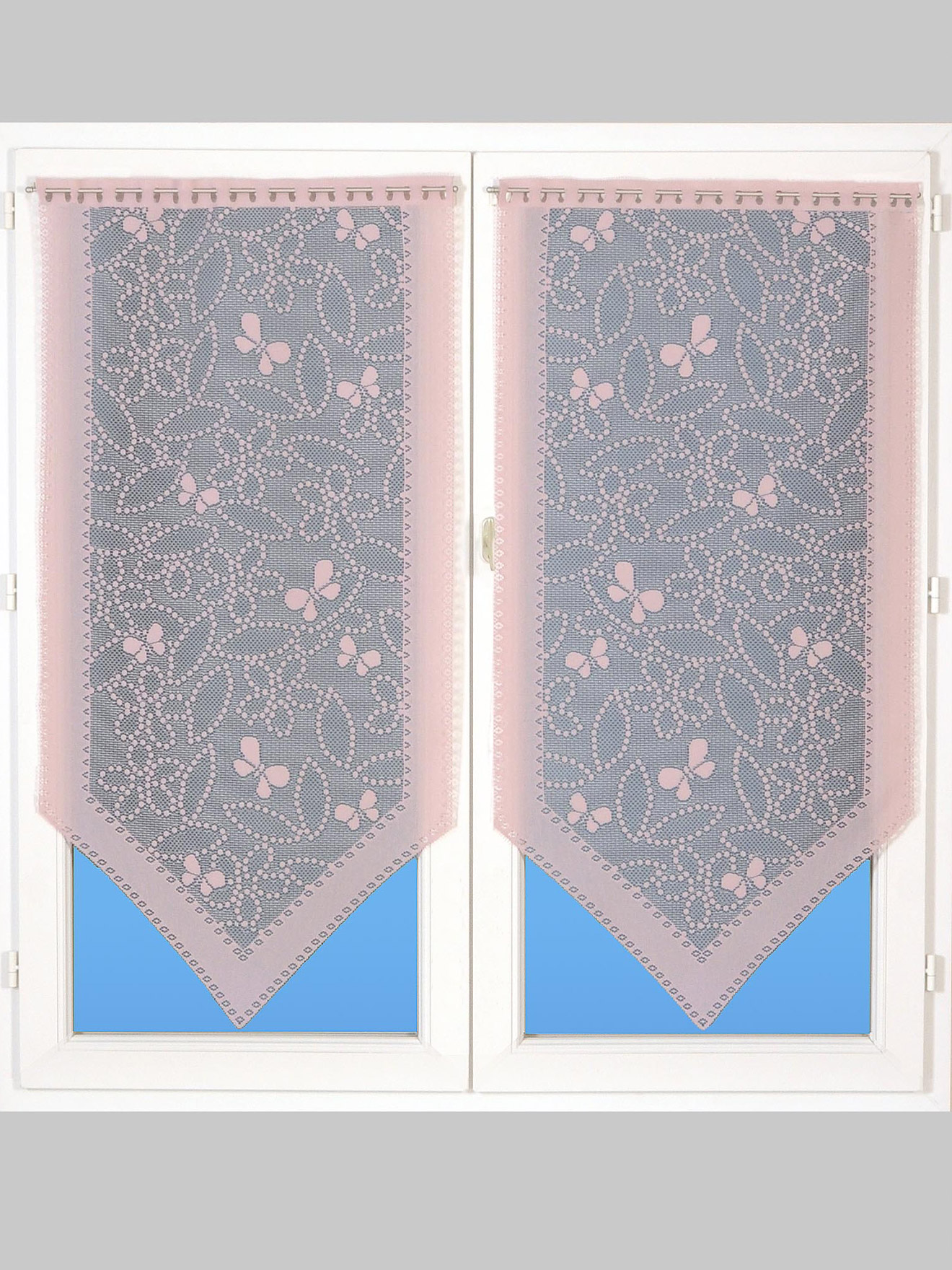 Paire de vitrages en pointe papillons