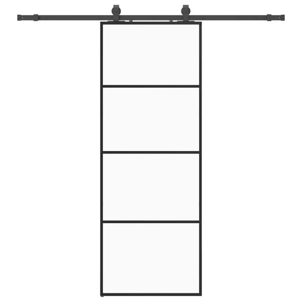 vidaXL Porta Deslizante com Conjunto Ferragens 76x205cm Vidro Esg Preto - 3389704414