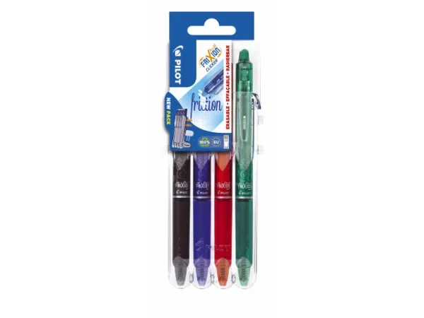 Pilot FriXion Clicker 0,7 mm - Set-2-Go - med 4 stk. ass. farver