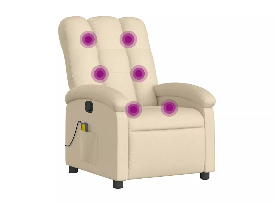 Fauteuil de massage inclinable Crème Tissu
