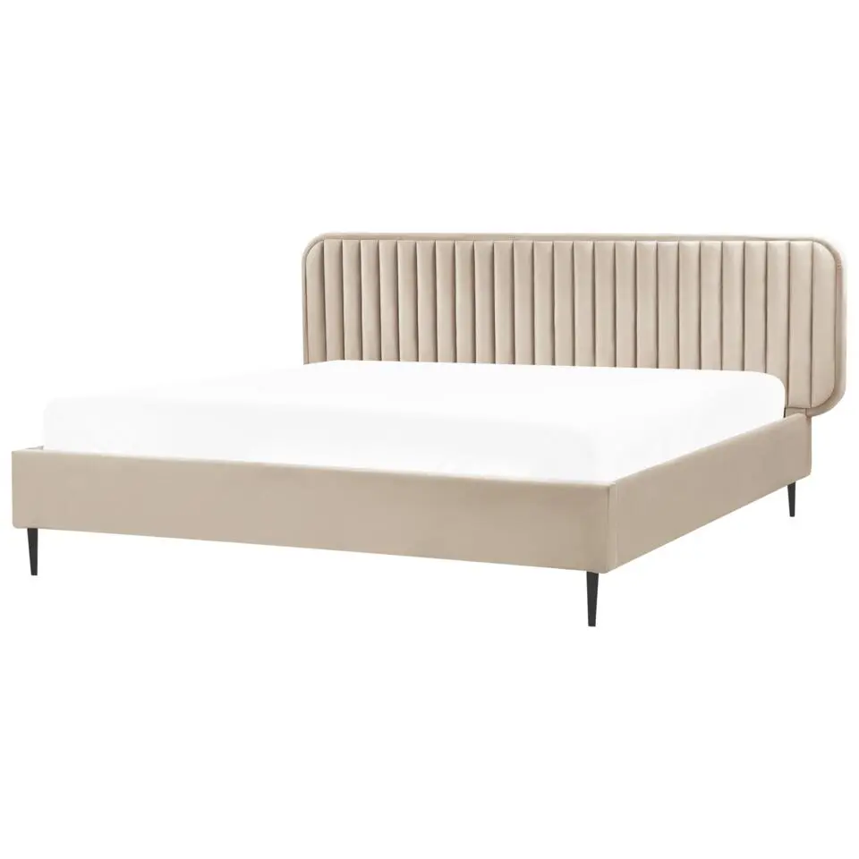 BRIN - Tweepersoonsbed - Taupe - 180 x 200 cm - Fluweel