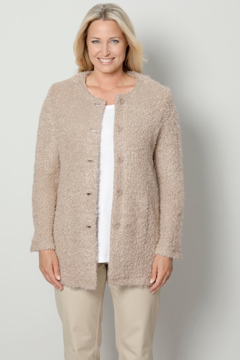 Blazer, figurumspielend, Bouclé, Rundhals, Langarm