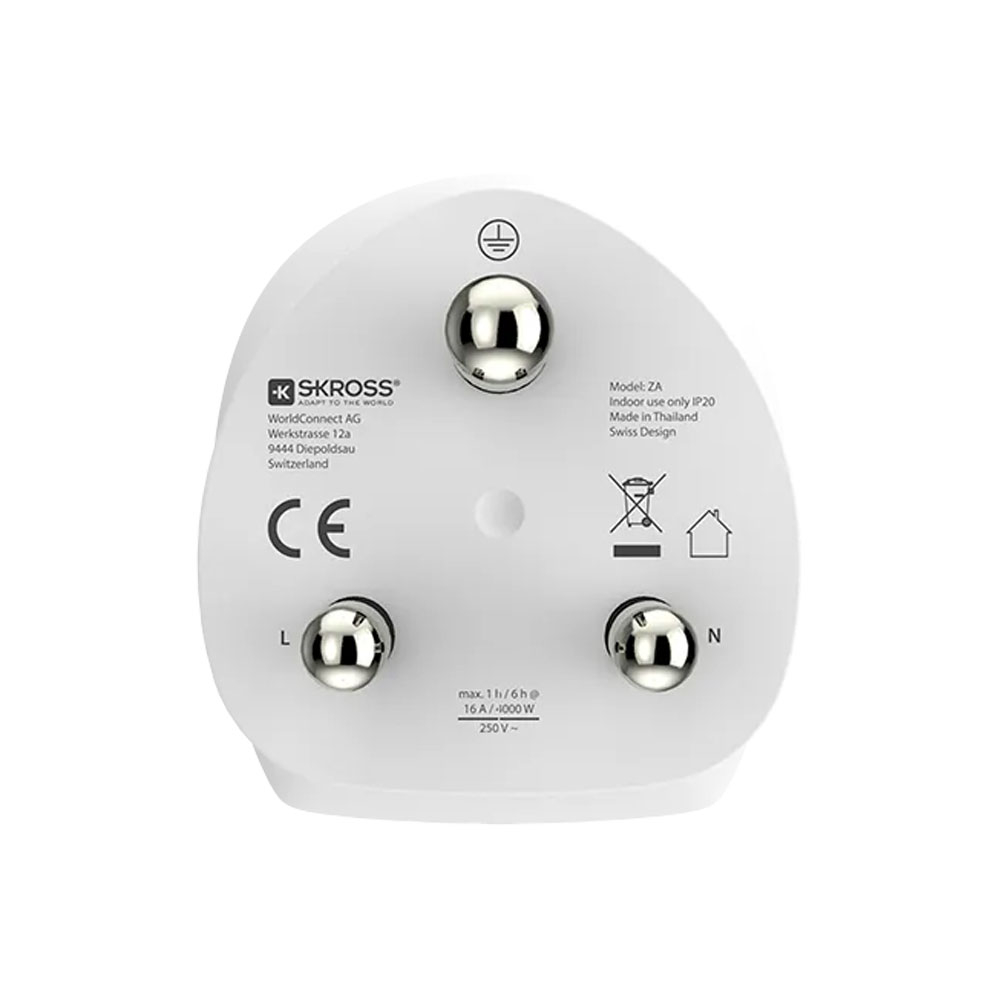 Combo World to South Africa Reise Adapter Ladegerät Schweiz / Europa auf Südafrika (1.500202) - Weiss