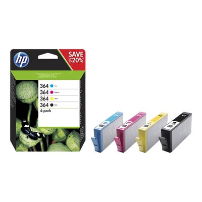 HP 364 Pack de 4 - noir et 3 couleurs - cartouche d'encre originale (N9J73AE)