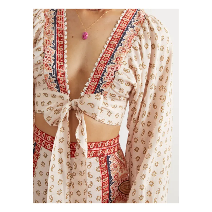 Boteh Top Cravat Batwing Lin | Rose