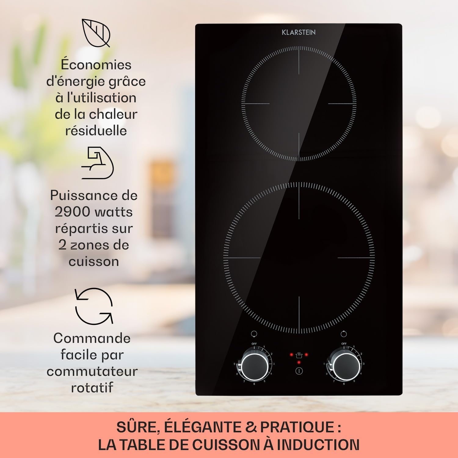 Table de cuisson à induction encastrable Klarstein 2900W, table de cuisson à induction