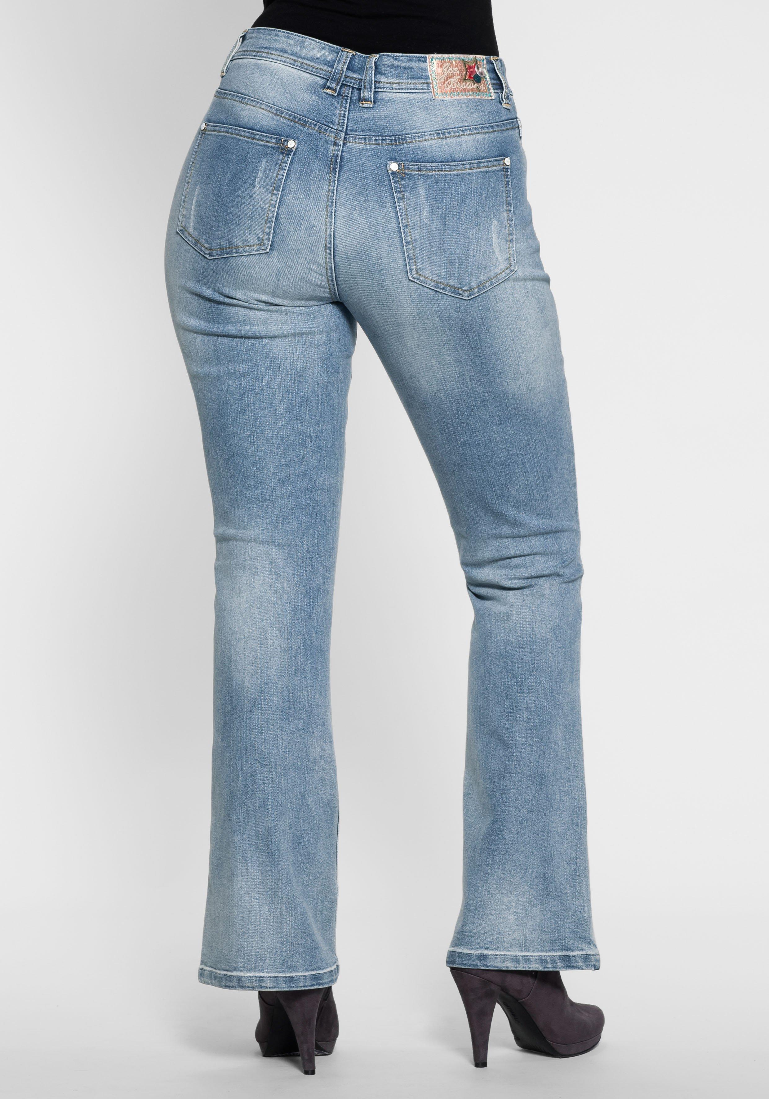 Bootcut Stretch-Jeans im Used-Look