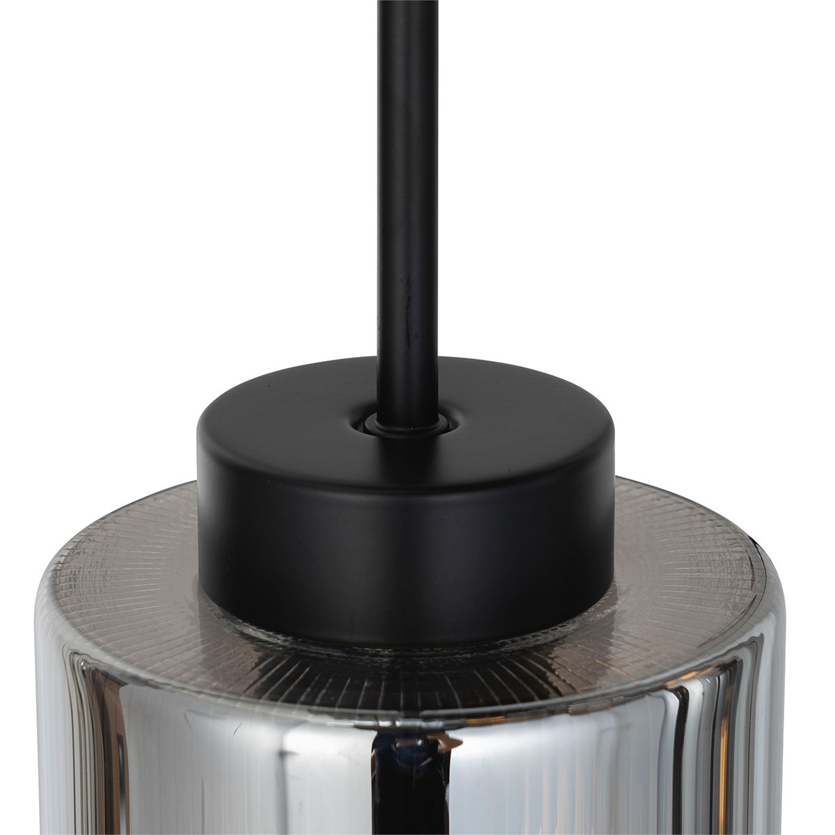 Smart hanglamp zwart met smoke glas 7-lichts incl. 7 Wifi ST64  - Laura