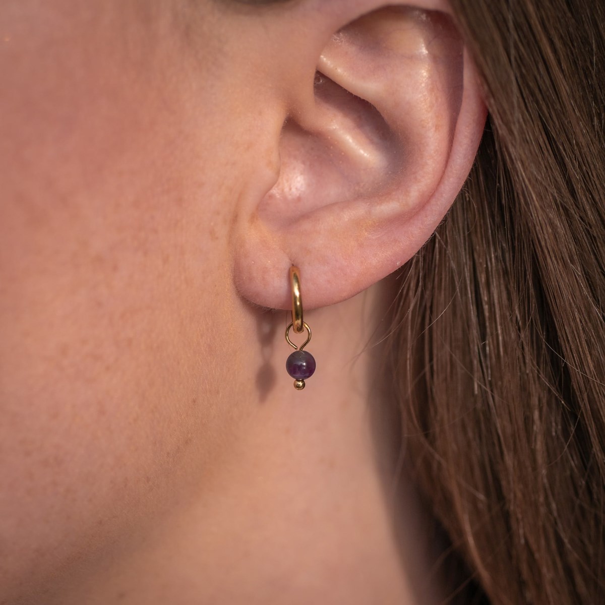 Boucles d'oreilles créoles Serena en pierres Améthyste