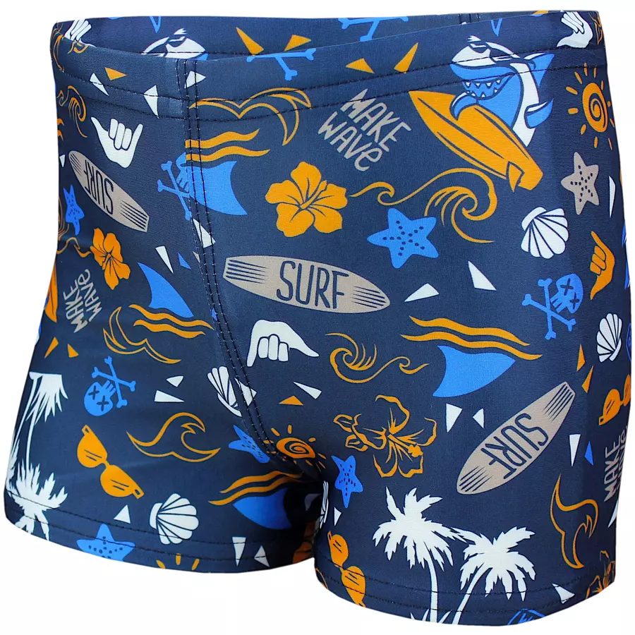 Aquarti Jungen Badehose Gestreift mit Motiven dunkelgelb