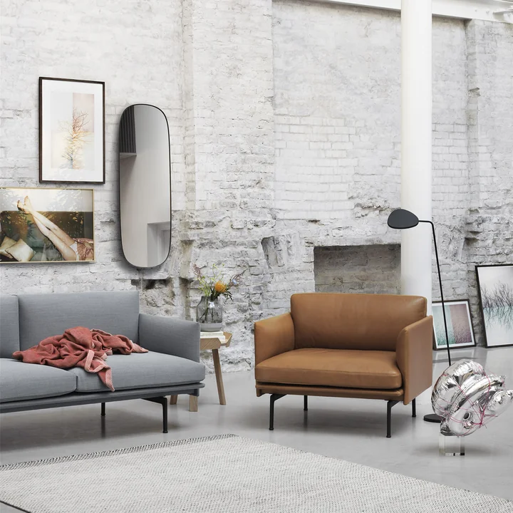 Muuto - Outline Studio Sessel, schwarz / grau (fiord 151)