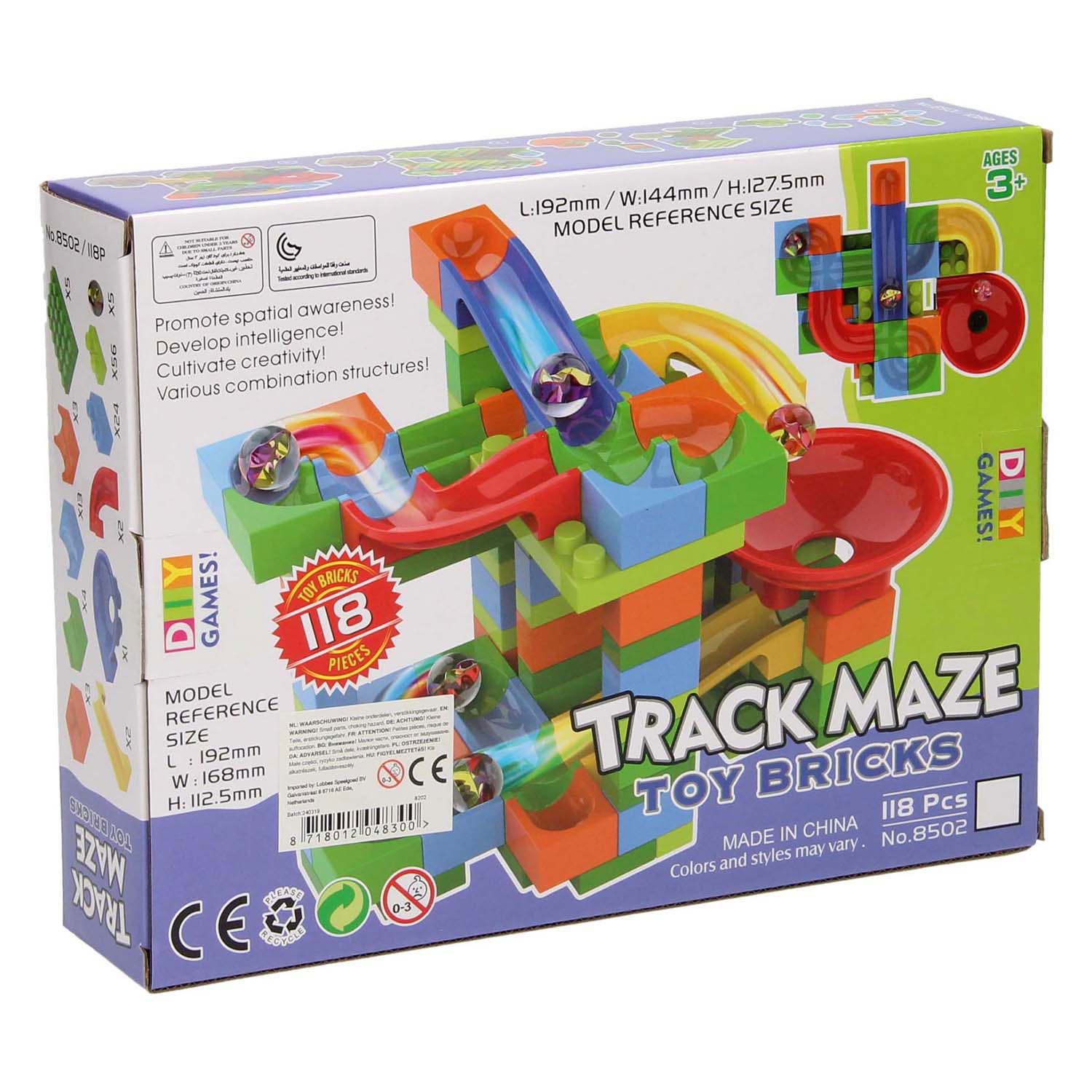 Track Maxe Bouwblokken Knikkerbaan, 108dlg.
