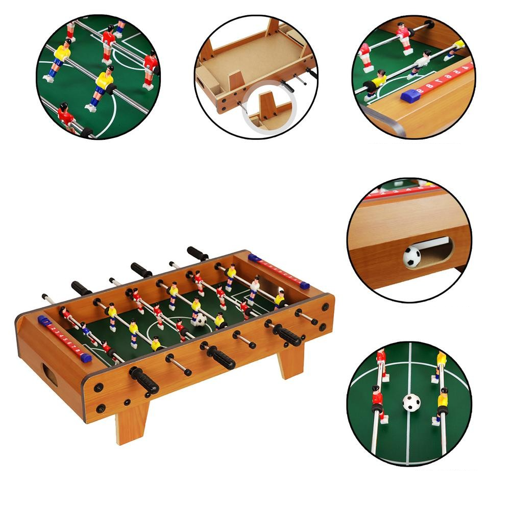 (50x25cm) Mini Holz Tisch Fussball Kicker Tischspiel inkl. Bälle - Bunt