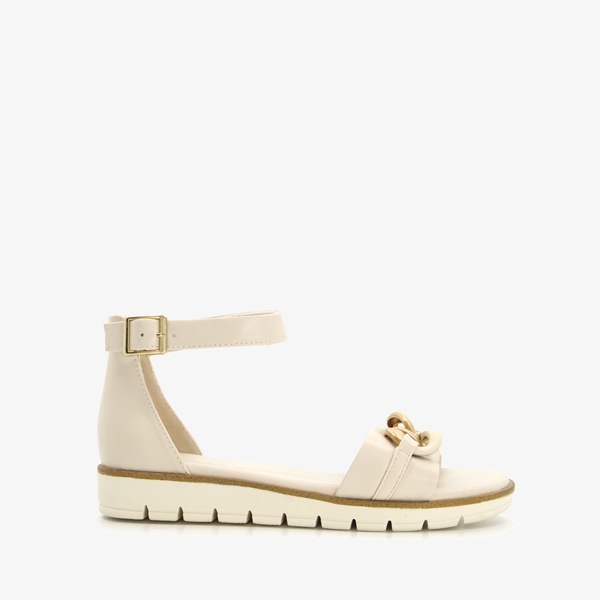 Nova dames sandalen wit met gouden detail