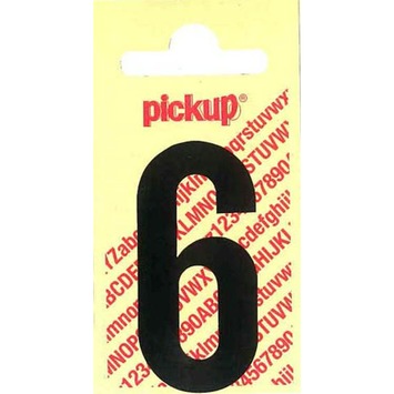 Pickup plakcijfer 6 60 mm zwart