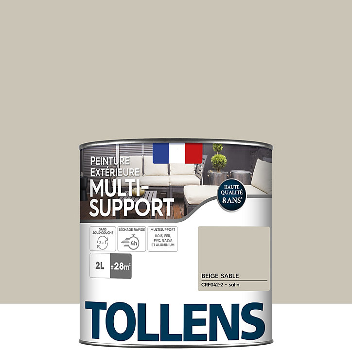 Peinture extérieure multi-supports Tollens satin beige sable 2L
