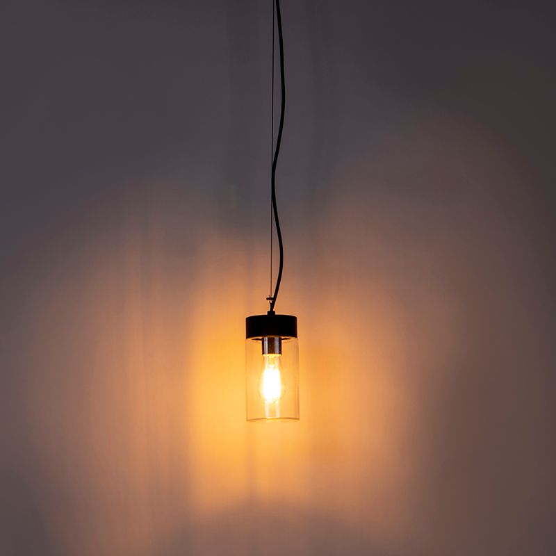 Moderne hanglamp zwart met glas IP44 - Jarra