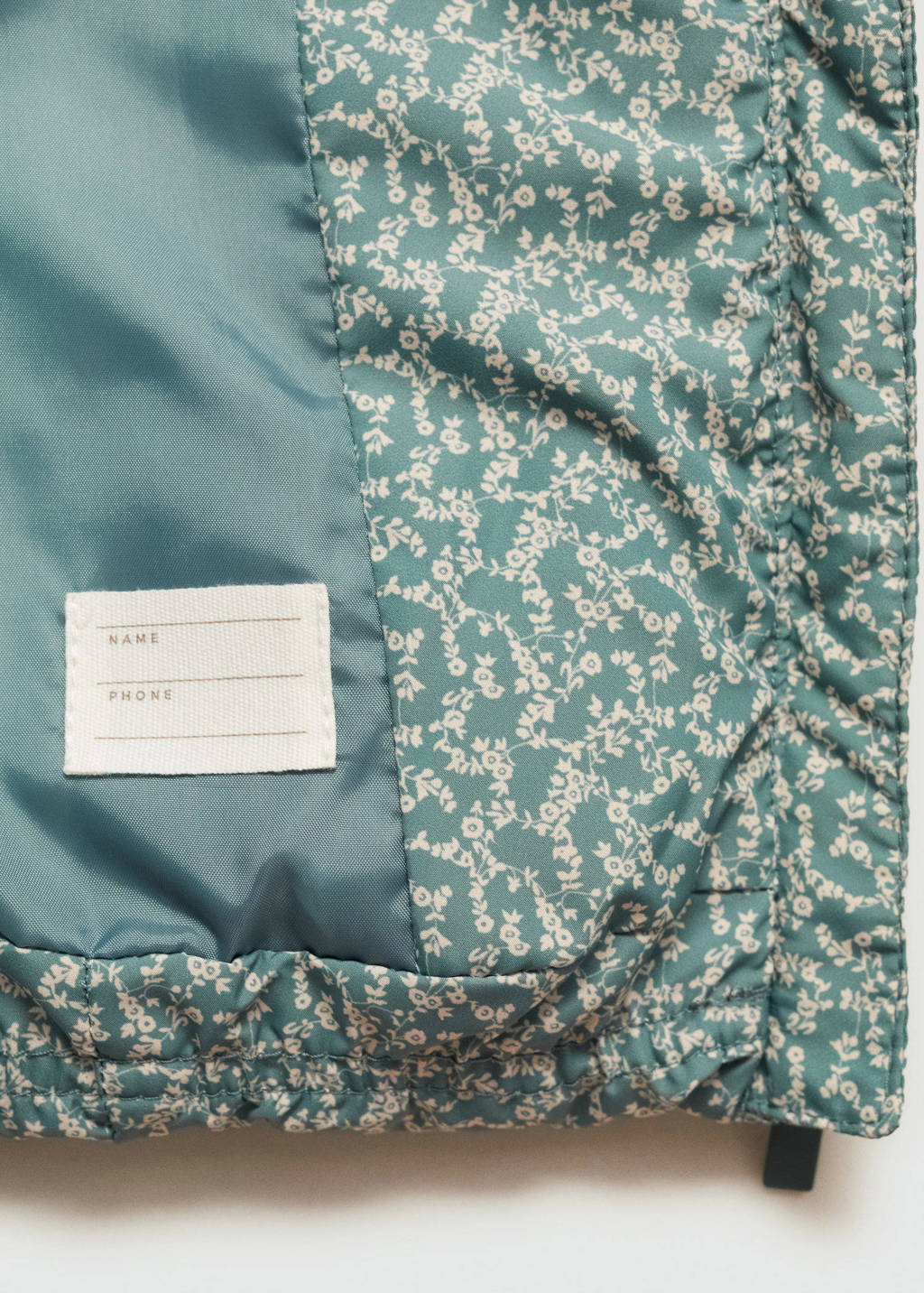 Mango Kids gebloemde gewatteerde winterjas groen/wit