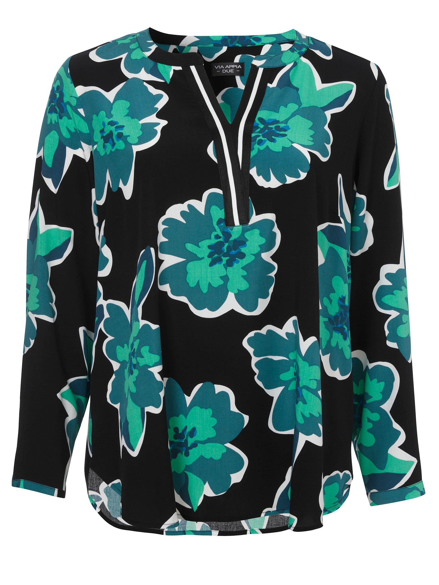 Tunika mit Blumenprint und V-Schlitz