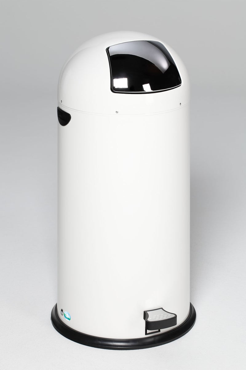 PROREGAL Classic Afvalbak met klep, binnenbak, voetpedaal, 52 liter, HxBxD 88 x 46,5 x 46,5 cm, gegalvaniseerd staal, wit