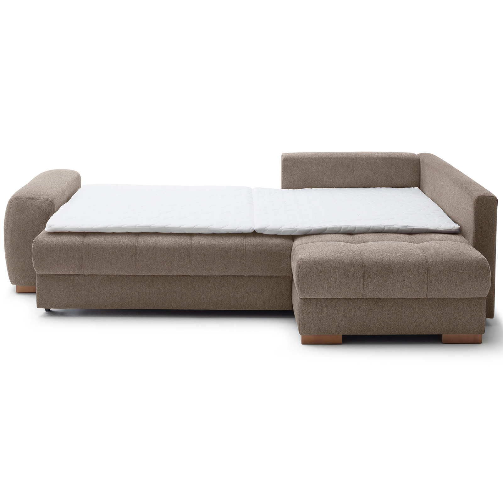 Ecksofa - taupe - Boxspringfederung - Liegefunktion - Holzfüße