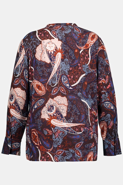 Schluppen-Bluse, Paisley, Stehkragen, Langarm