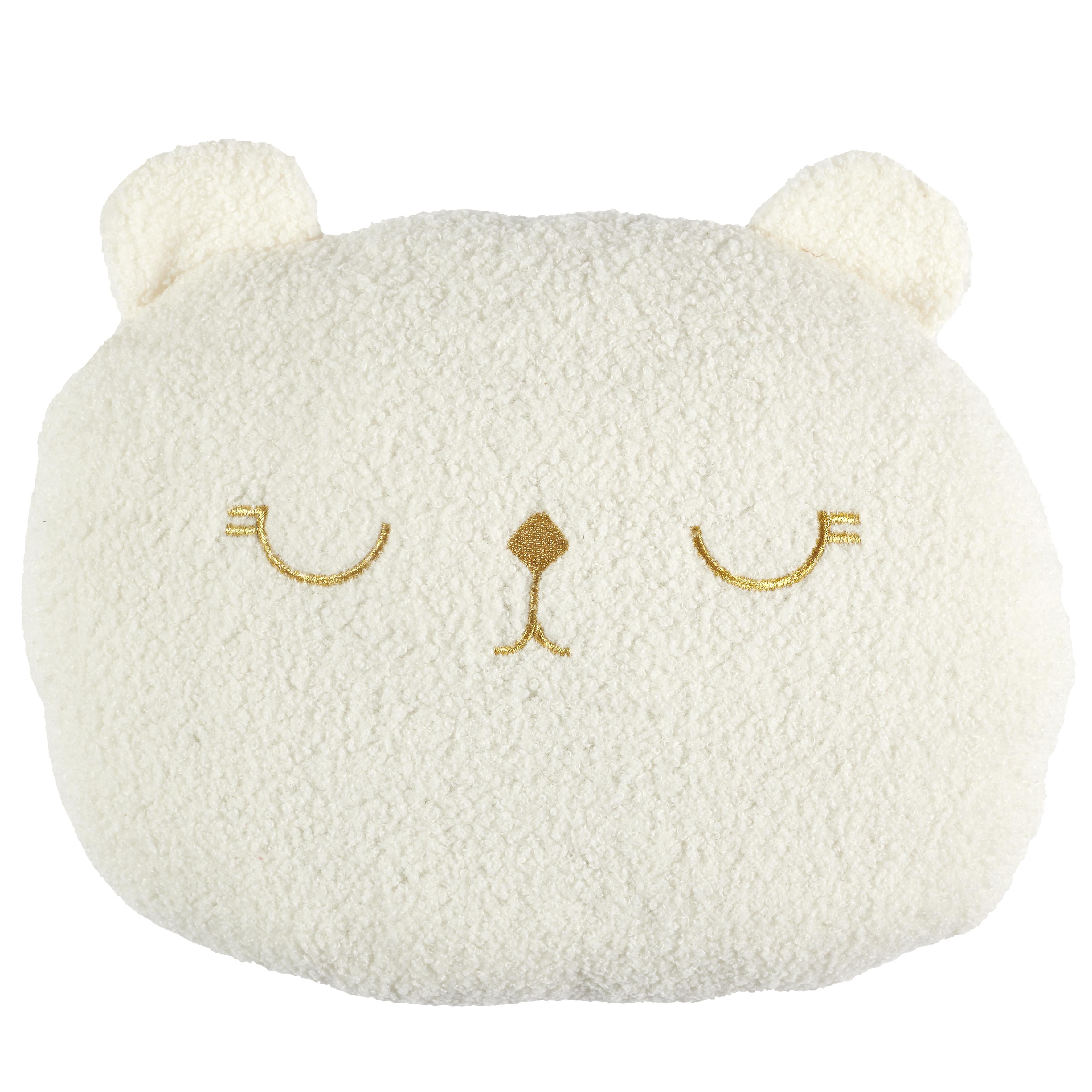 COUSSIN BOUCLETTE CHAT 33X30CM BLANC