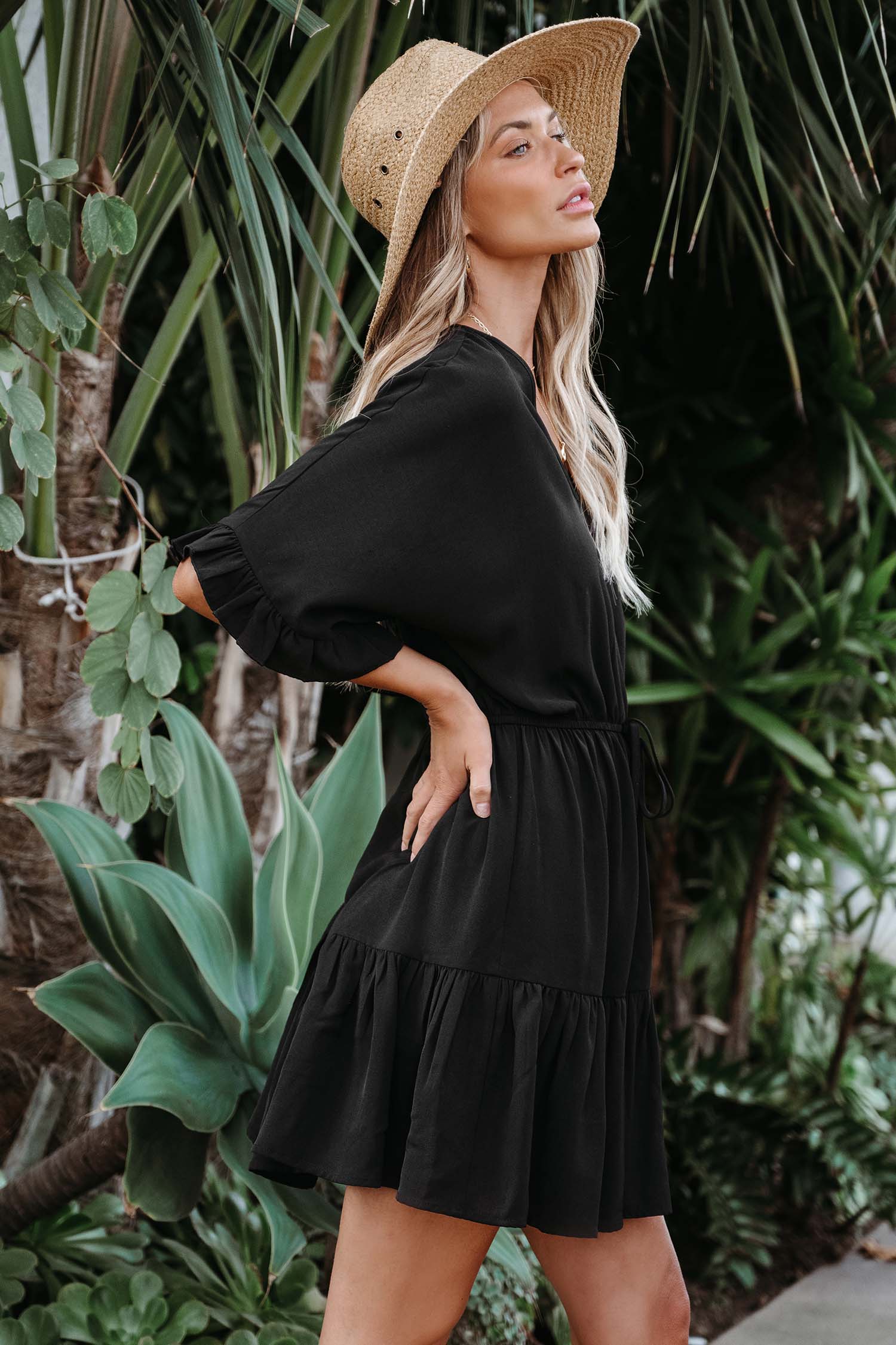 Robe mini noire à blouson