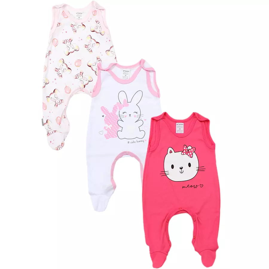 TupTam Baby Mädchen Strampler mit Aufdruck Spruch 3er Pack rosa
