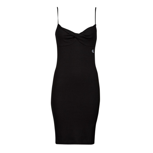 Calvin Klein Jeans - STRAPPY TWISTED RIB DRESS - Noir