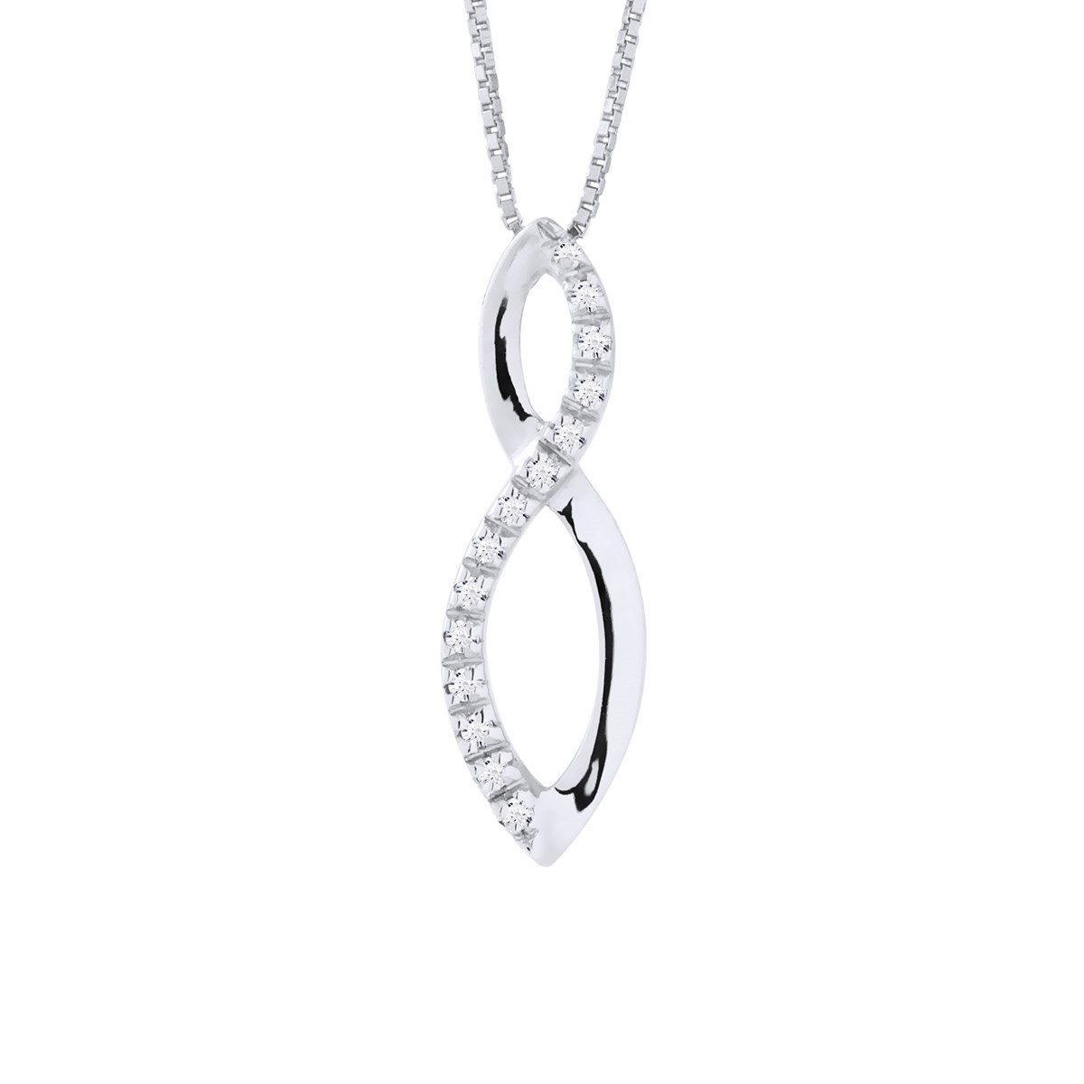 Collier INFINITY Diamants 0,080 Cts Or Blanc