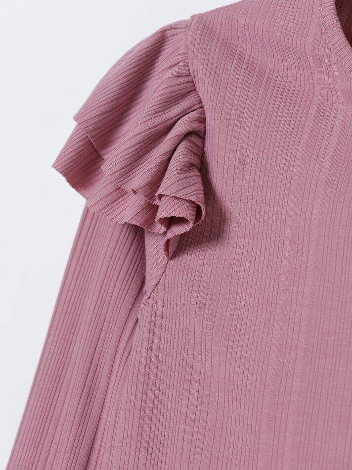 Blusa de tricô com babados - Rosa