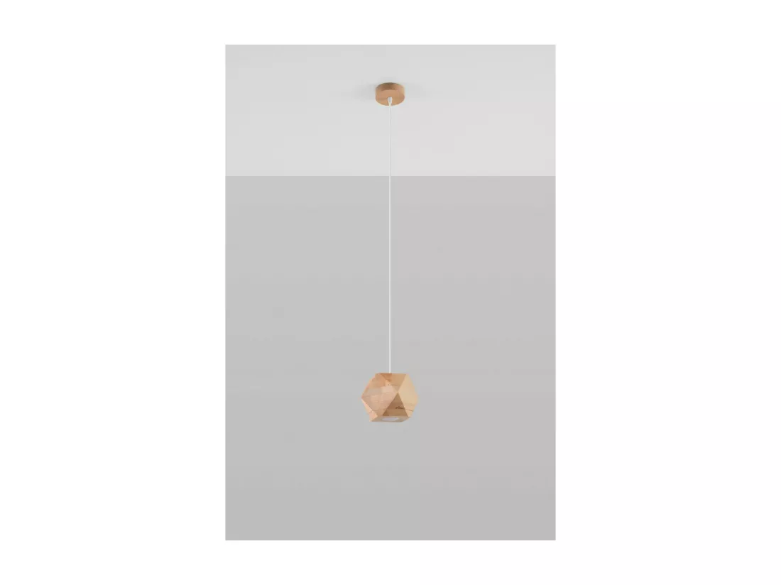 Sollux Lighting Woody Plafonnier suspendu sphérique, bois naturel, 1x GU10