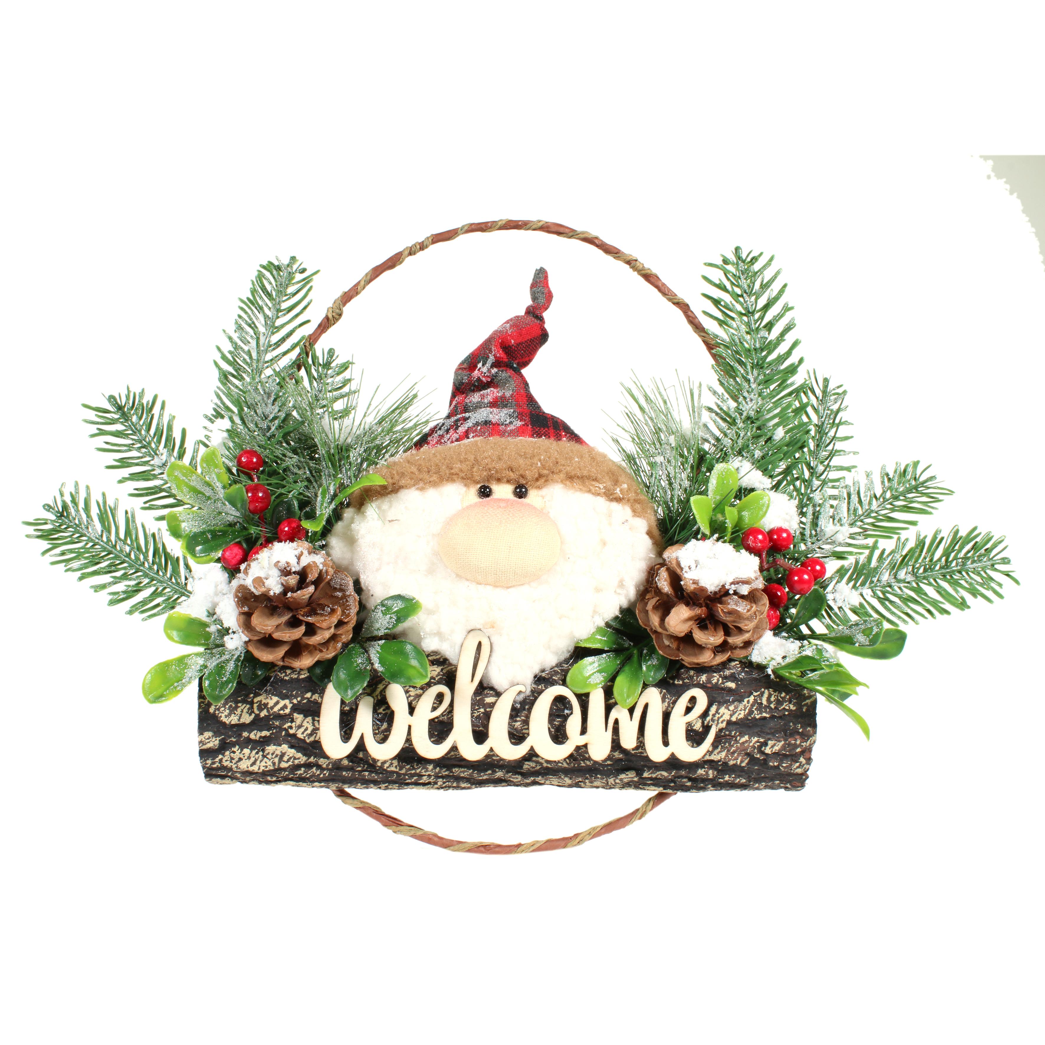 COURONNE TETE PERE NOEL 22X28CM