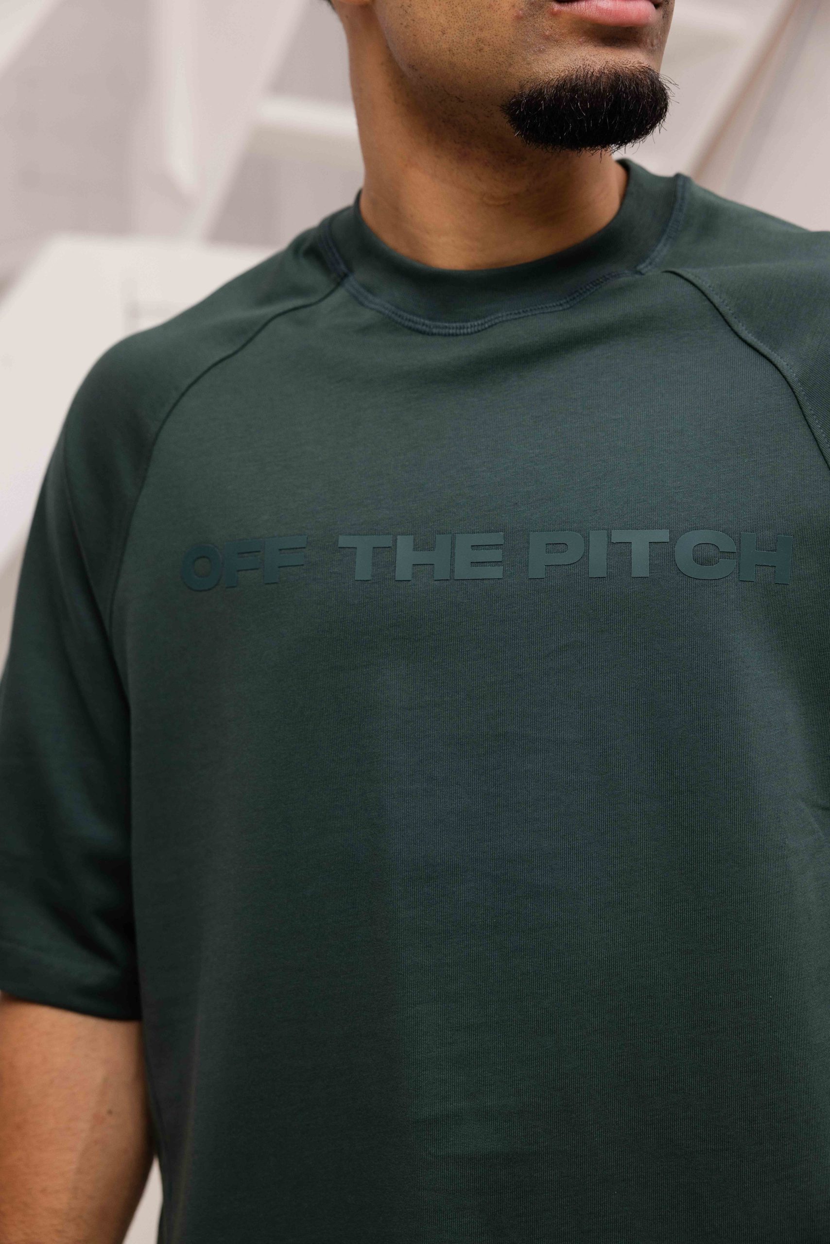 Off The Pitch Raglan Loose Fit T-shirt Heren Donkergroen