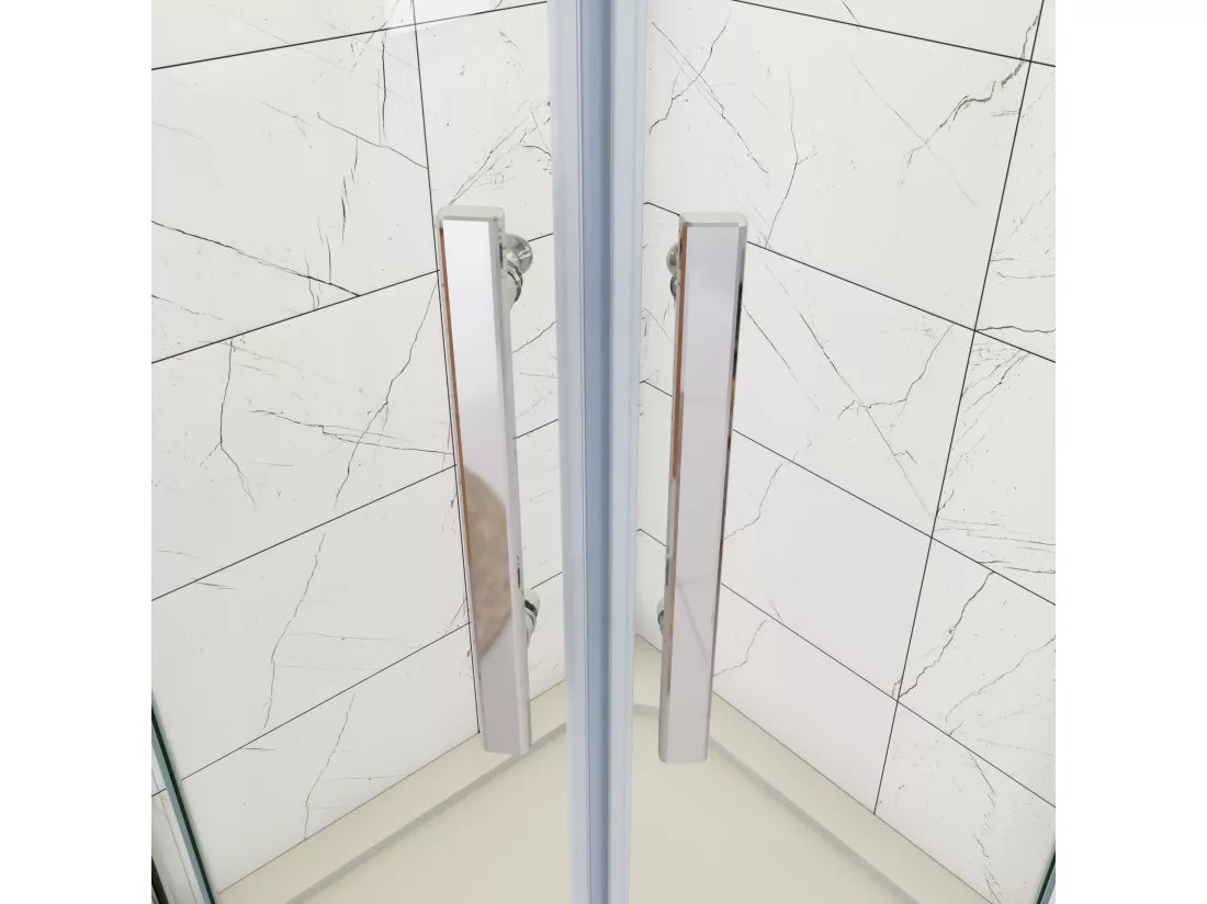 AICA Cabine de douche en quart de cercle chromé 80x80x195cm,Cabine de douche intégrale d'angle,porte de douche pivotante