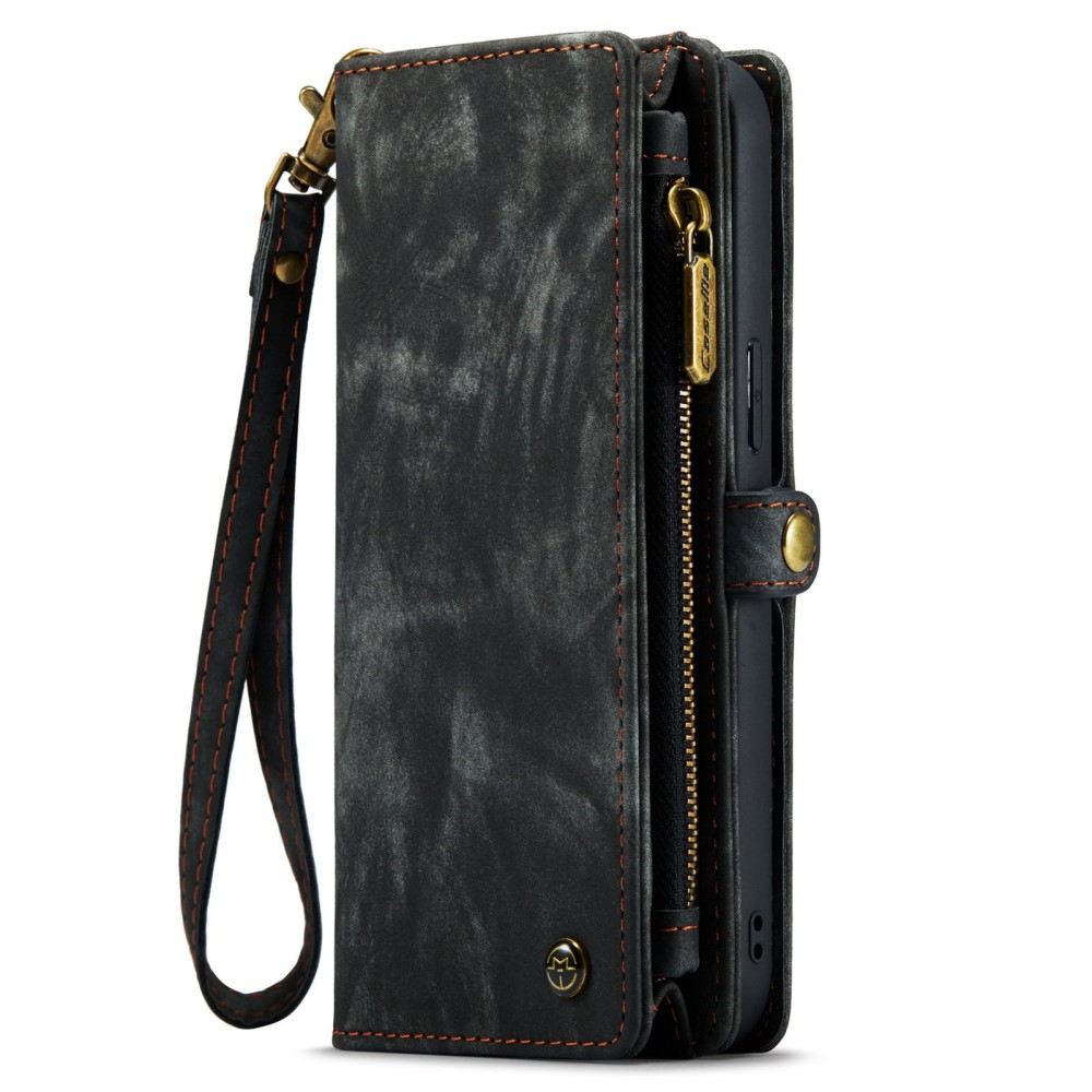 iPhone 14 Pro 2in1 Leder Tasche   Magnet Hardcase Karten Etui - Schwarz