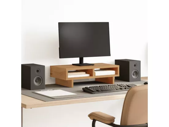 Support de moniteur chêne artisanal 50x27x15 cm bois ingénierie