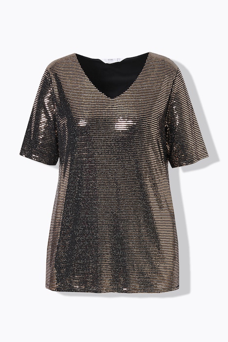 T-Shirt, A-Linie, Paillettenoptik