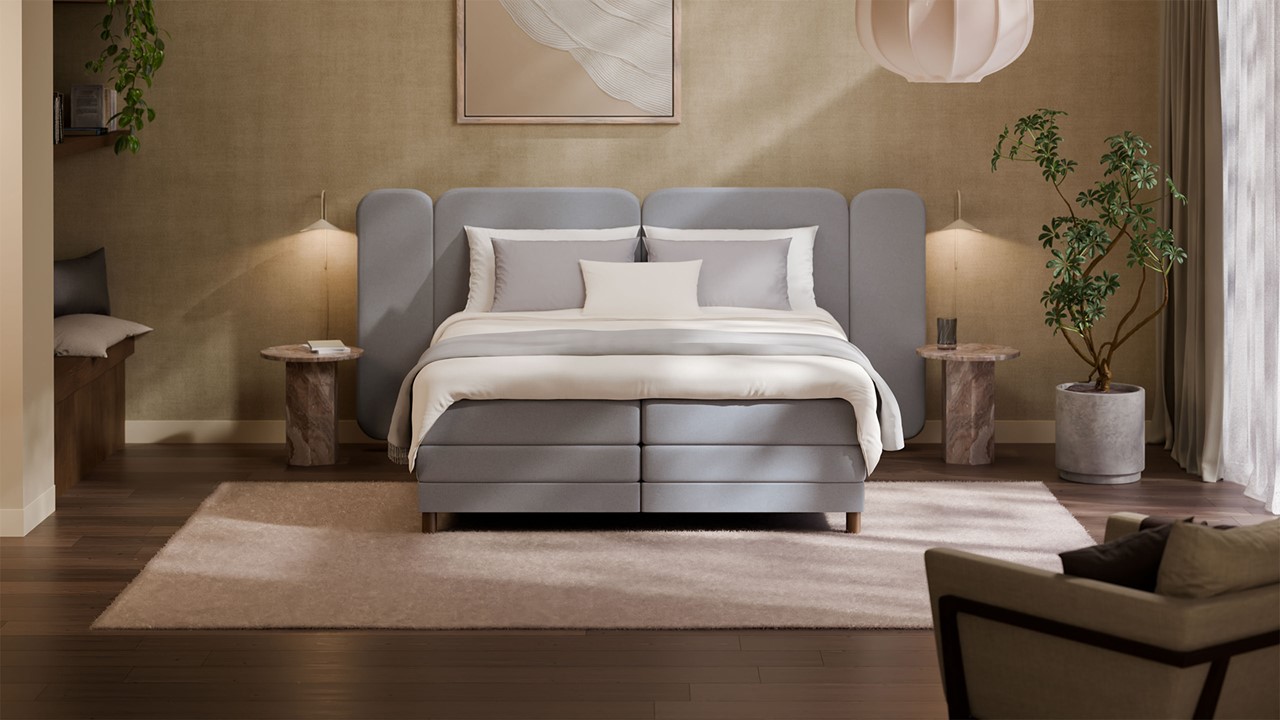 Elektrische boxspring Ridge - Wool look light grey