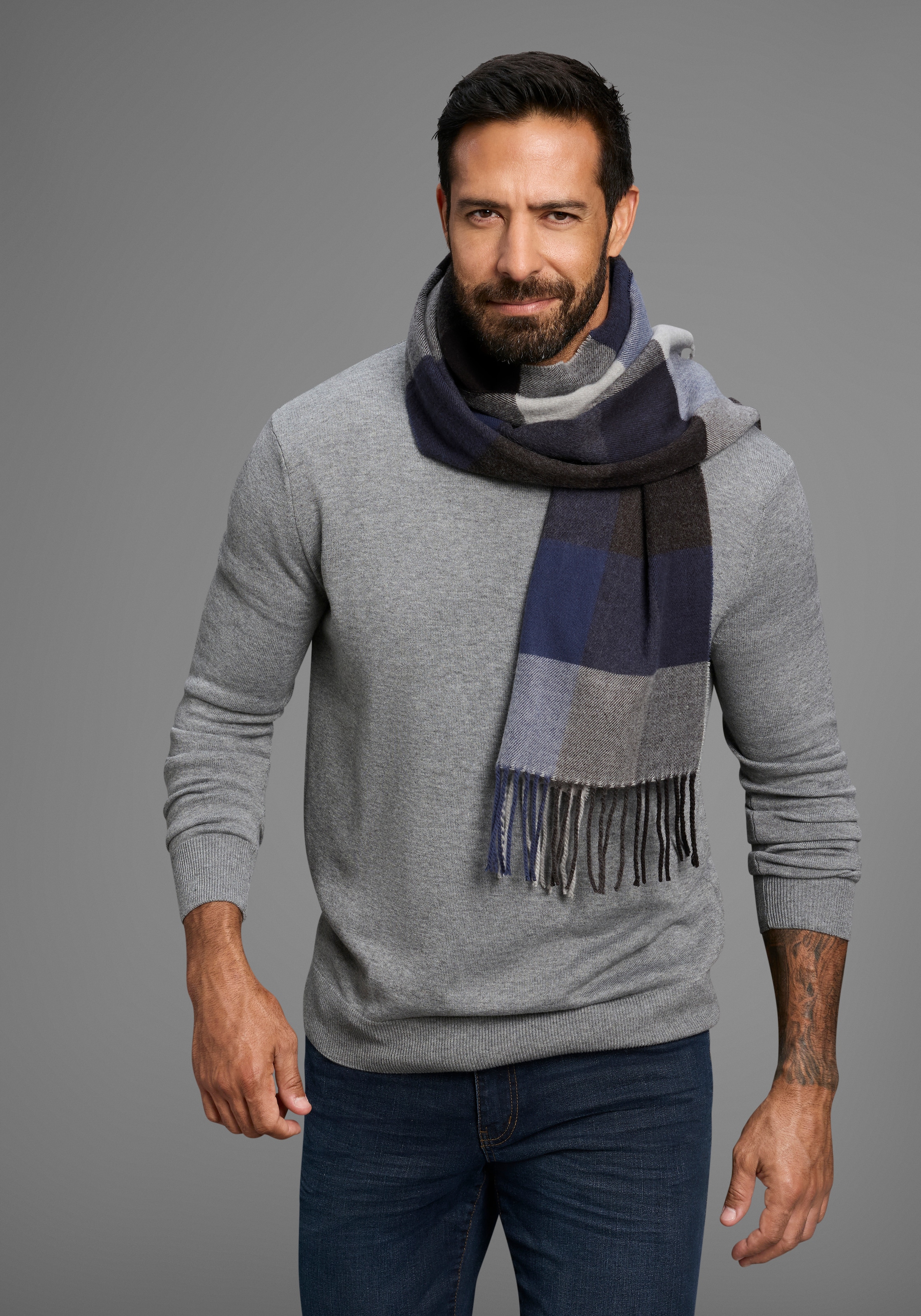 Man's World Schal , im modischem Karomuster mit klassischen Farben - NEW