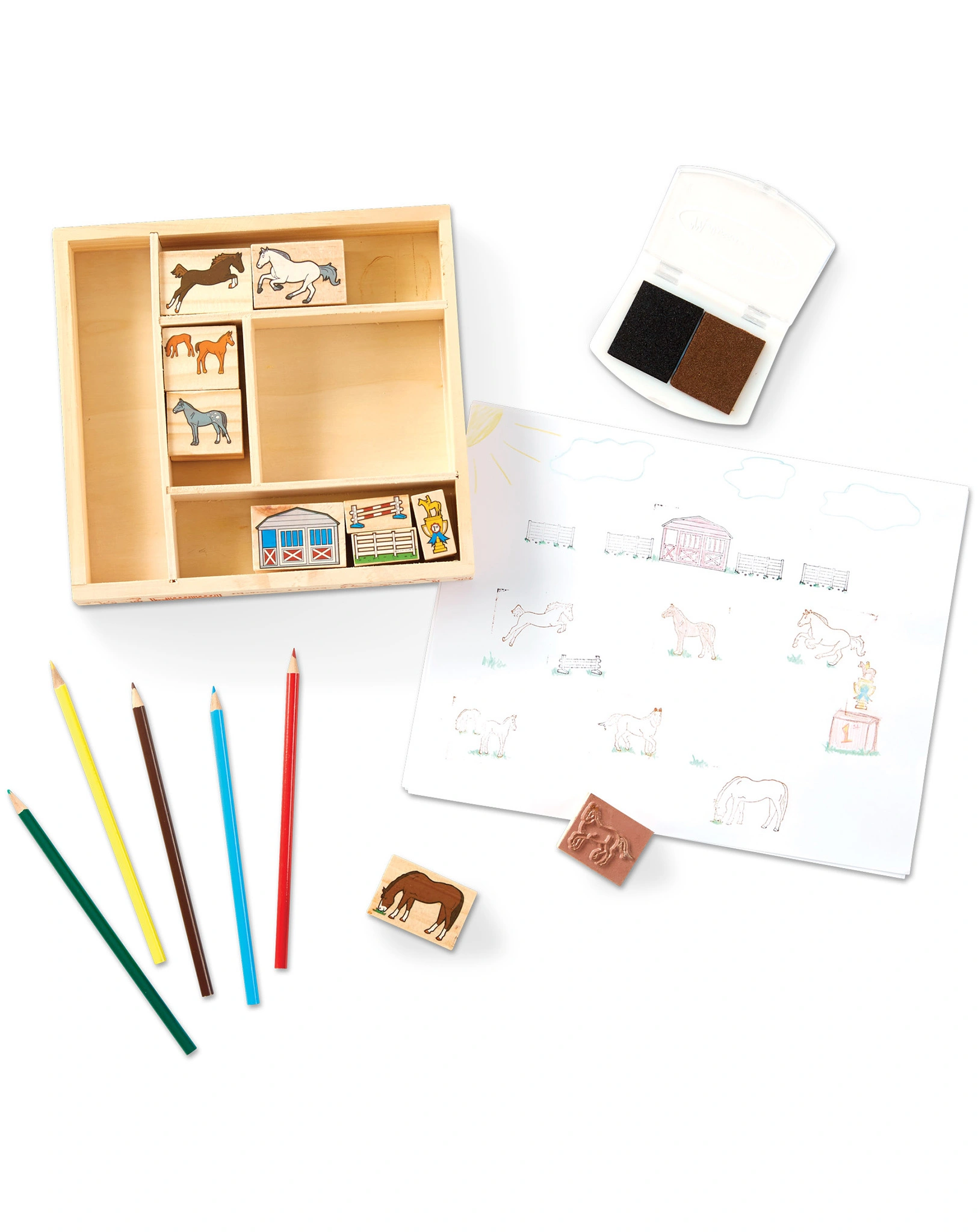 Stempel-Set PFERDE aus Holz