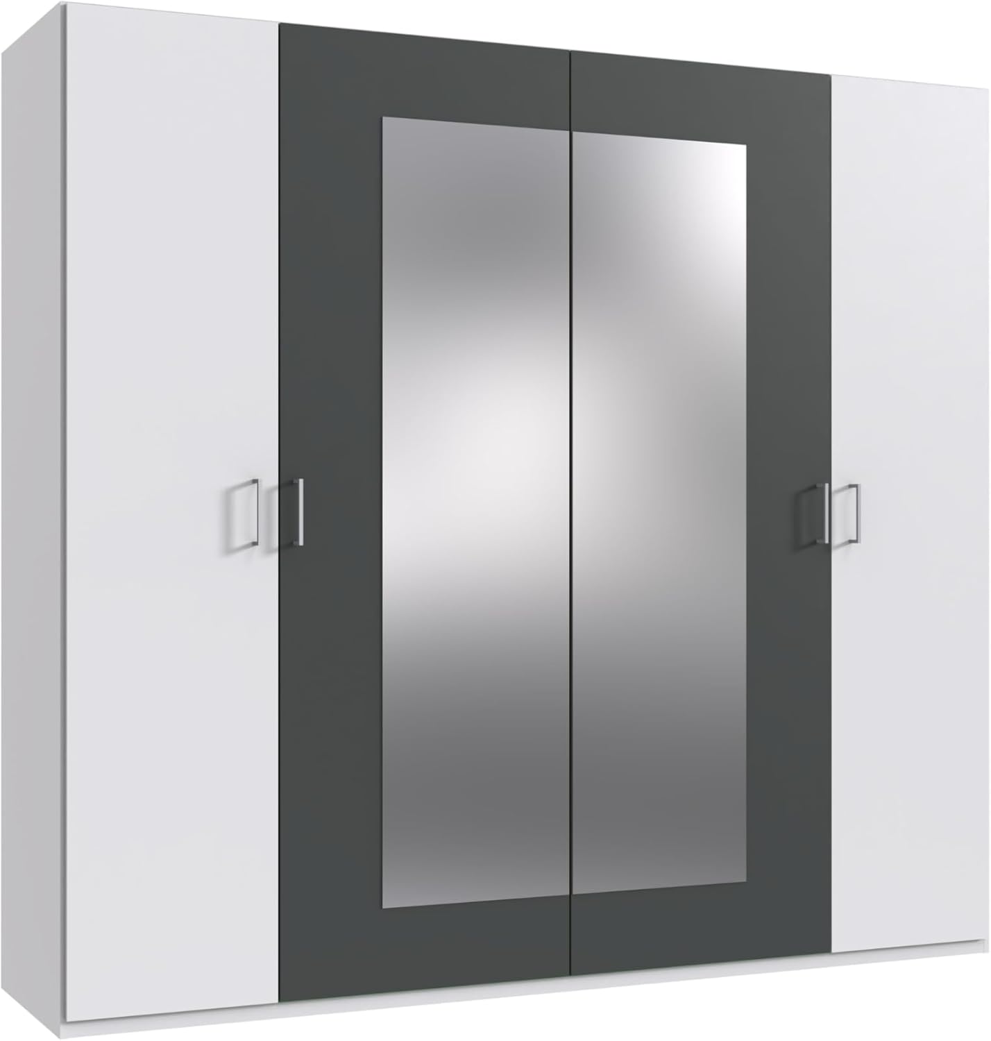 möbelando Komplettschlafzimmer >Angie< in Weiss + Graphit - 519x208x210cm (BxHxT)