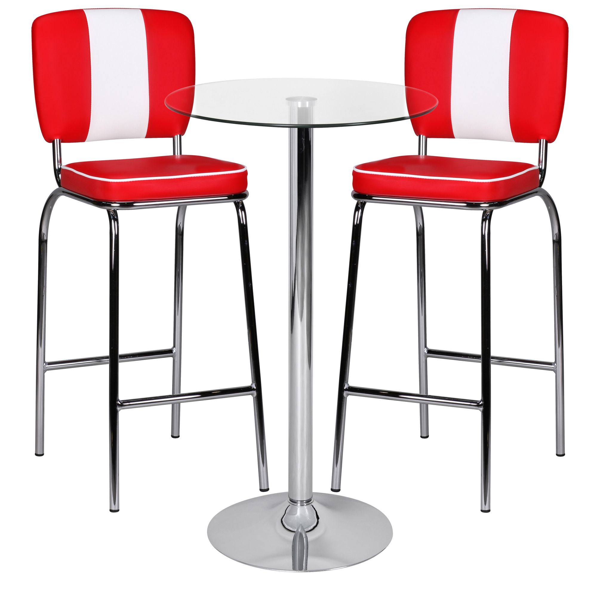 KADIMA DESIGN Glastisch mit 360° Drehfunktion: Sicherheitsglas, Trompetenfuß, Chrom, 60 cm Durchmesser.