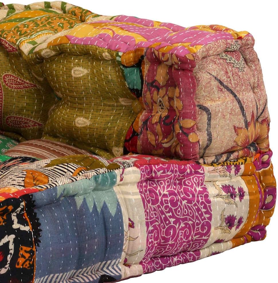 vidaXL Pouf 2-Sitzer Modular Patchwork Stoff Bodenkissen Sitzpouf Lounge Sofa