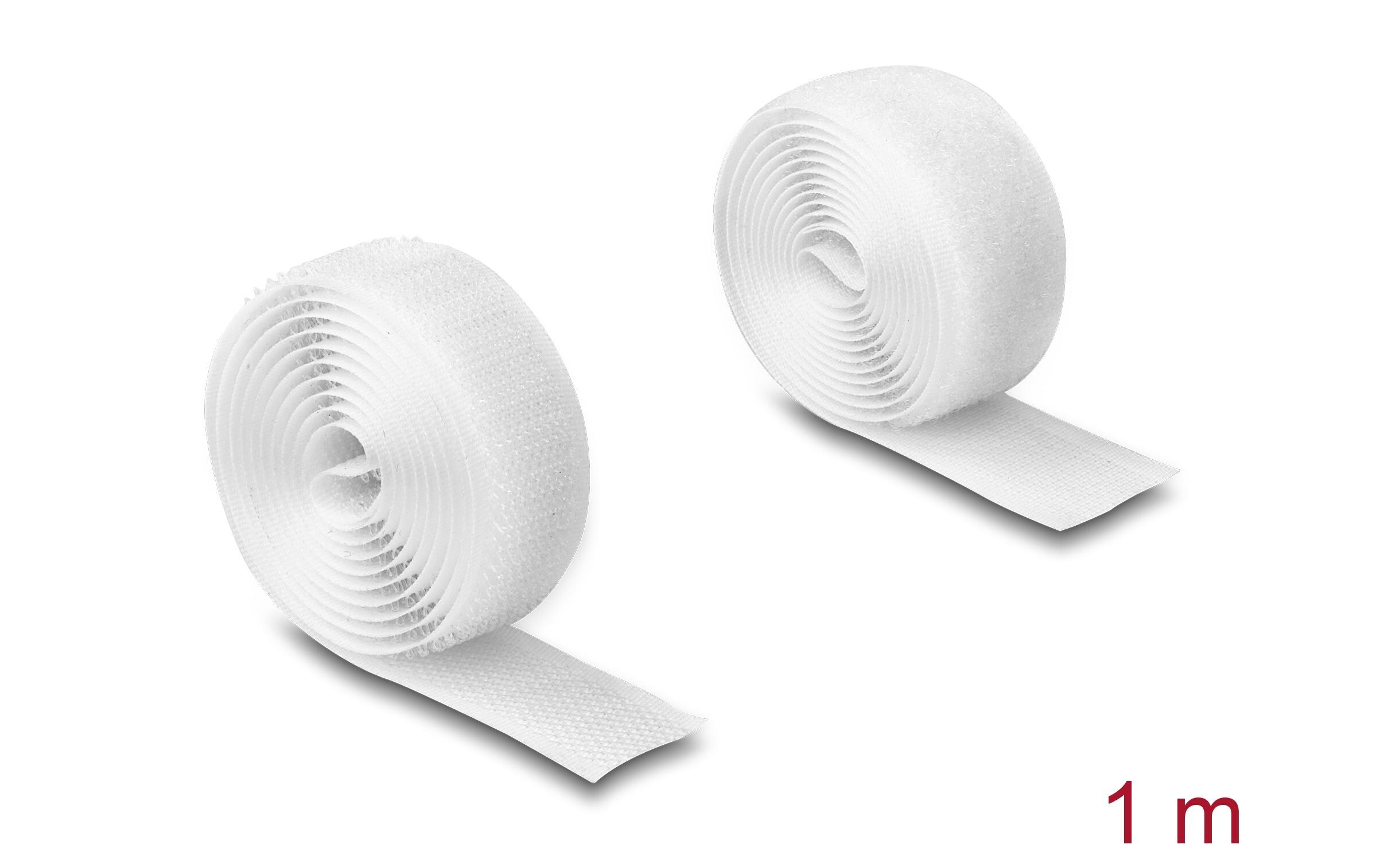 Klettband 1 m x 20 mm mit Haft- und Flauschband WeissDelock Strapazierfähiges Klettband mit Haft- und Flauschband L 1 m x B 20 mm weiss