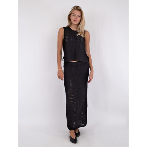 Neo Noir Como Crochet Knit Nederdel, Sort, 40