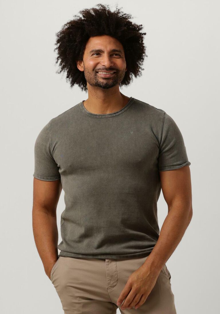 PUREWHITE olijf purewhite t-shirt flat knitted shirt shortsleeve with small logo on chest