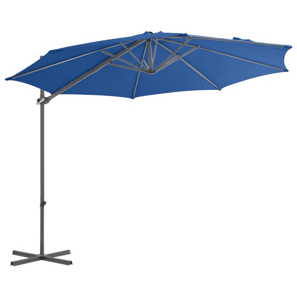Parasol déporté avec mât en acier 300 cm bleu azuré