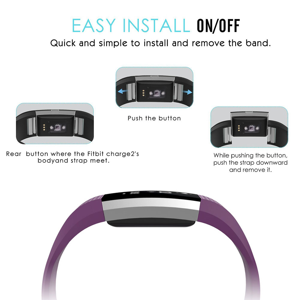 Fitbit Charge 2 Sport Armband aus Silikon (ohne Fitbit Fitness Tracker) - Lila